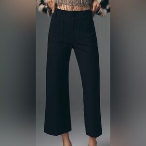 Anthropologie Maeve The Colette Ponte Crop Wide Leg Pant Black Size 30 TALL